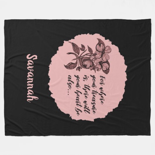 黒感動的とピンクのバイブル引用文毛布 フリースブランケット (正面(横))
