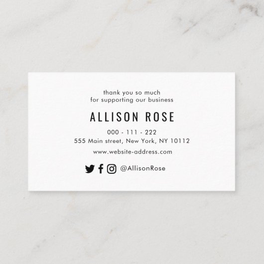 黒感謝していの名刺を挿入する 名刺 (裏面)