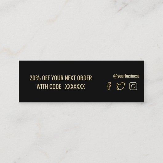 黒感謝してい地割引カード スキニー名刺 (裏面)