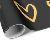 黒手の黄色のハート ラッピングペーパー (ロールコーナー)