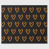 黒手の黄色のハート ラッピングペーパー (フラット)