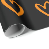 黒手の黄色のハート ラッピングペーパー (ロールコーナー)