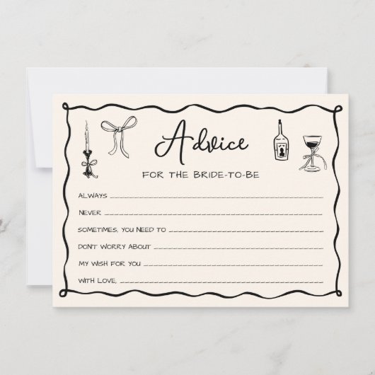 黒手引きブライダルシャワーイタリアンアドバイスカード 招待状