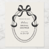 黒手引き弓枠ブライダルシャワー ワインラベル (シングルラベル)