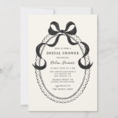 黒手引き弓枠ブライダルシャワー 招待状 (正面)