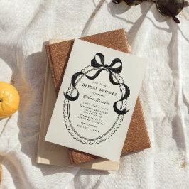 黒手引き弓枠ブライダルシャワー 招待状