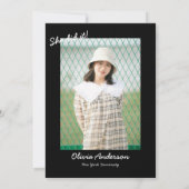 黒手引き弓She did it写真グラードパーティー 招待状 (裏面)