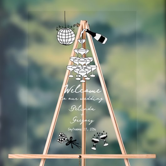 黒手描きイラストドードル結婚ズ アクリルサイン (ニュートラル)