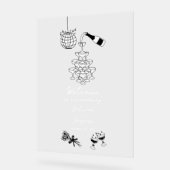 黒手描きイラストドードル結婚ズ アクリルサイン (傾斜)