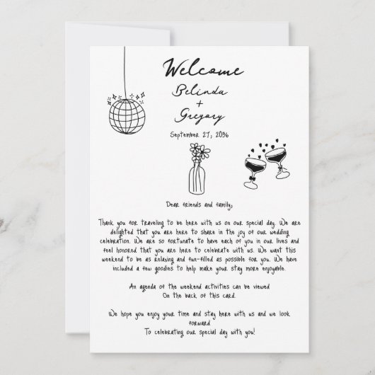 黒手描きイラスト結婚の旅程 (正面)