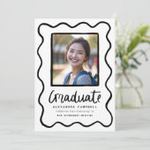 黒手描きスクイグル卒業写真 案内状 (スタンド正面)