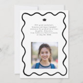 黒手描きスクイグル卒業写真 案内状 (裏面)