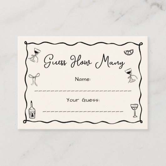 黒手描きブライダルシャワー数を推測 エンクロージャーカード (正面)