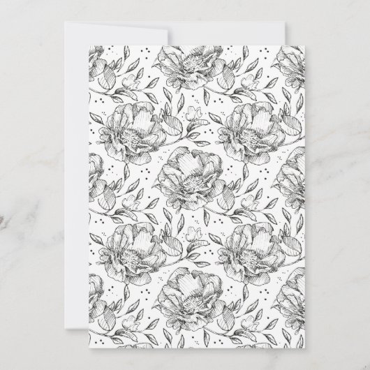 黒手描エレガントきフローラ結婚式招待状 招待状 (裏面)