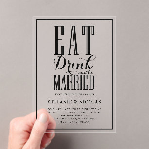 黒手文字の書結婚道 アクリル招待状