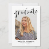 黒手文字の脚本写真卒業パーティー 招待状 (正面)