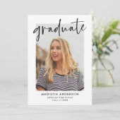 黒手文字の脚本写真卒業パーティー 招待状 (スタンド正面)