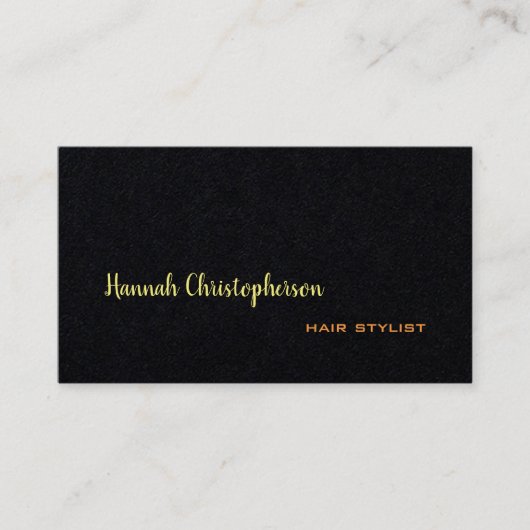 黒手書きクラシカル美容師プレーン 名刺 (正面)