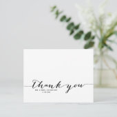 黒手書きスクリプトの感謝のポストカード ポストカード (スタンド正面)