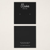 黒手書きスクリプトスタッドイヤリング表示カード (正面&裏面)