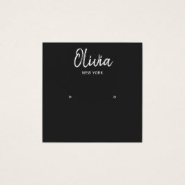 黒手書きスクリプトスタッドイヤリング表示カード