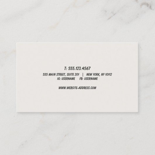 黒手書きスクリプトタイポグラフィオフ白 名刺 (裏面)