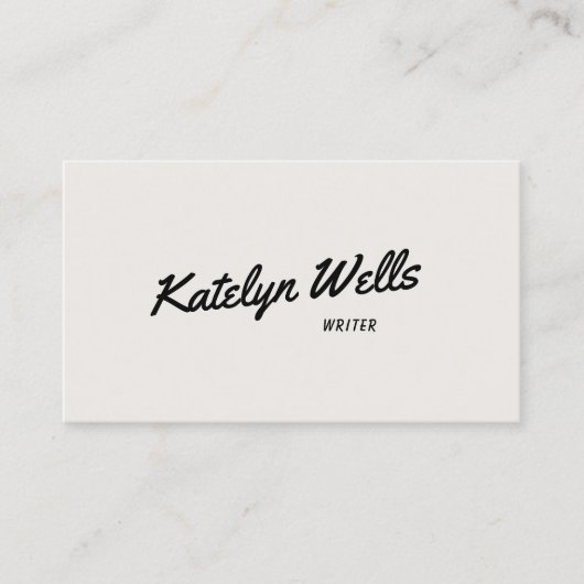 黒手書きスクリプトタイポグラフィオフ白 名刺 (正面)