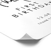 黒手書きスクリプト最初の誕生日へようこそ ポスター (角)