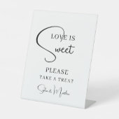 黒手書きスクリプト結婚のデザートテーブル 台座サイン (正面)