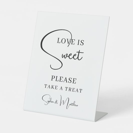 黒手書きスクリプト結婚のデザートテーブル 台座サイン (正面)