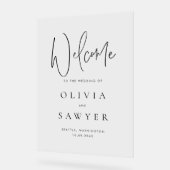 黒手書きスクリプト結婚の歓迎 アクリルサイン (傾斜)