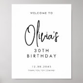 黒手書きスクリプト30th誕生日へようこそ ポスター (正面)