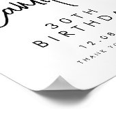 黒手書きスクリプト30th誕生日へようこそ ポスター (角)