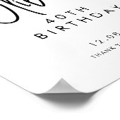 黒手書きスクリプト40th誕生日へようこそ ポスター (角)