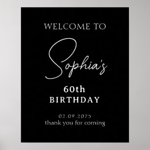 黒手書きスクリプト60th誕生日へようこそ ポスター