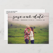 黒手書きスクリプ救ト写真日時 案内ポストカード (正面/裏面)