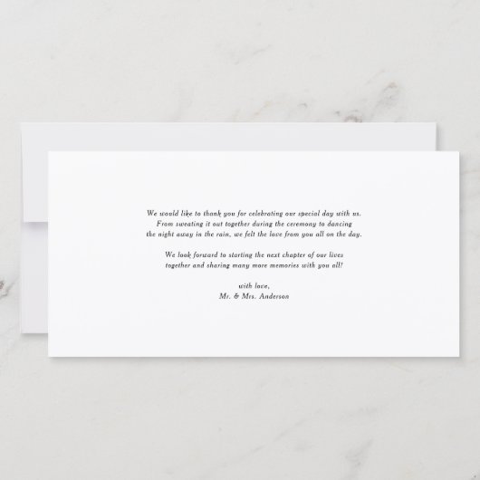 黒手書きスクリプ結婚トの感謝の写真 サンキューカード (裏面)