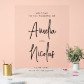 黒手書き書結婚道の歓迎 アクリルサイン (ウェディング)