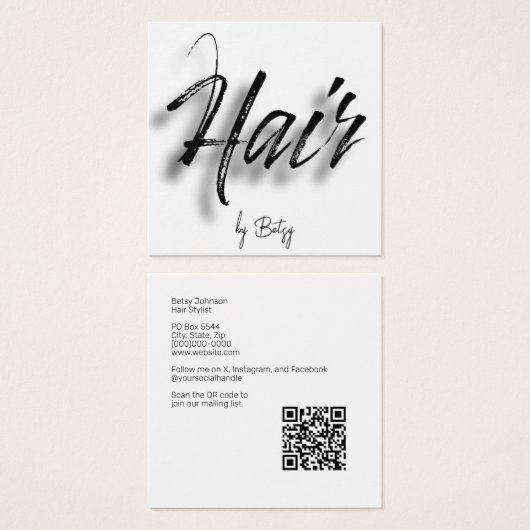 黒手書き美容師名刺 (正面&裏面)