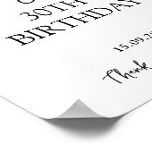 黒手書き30歳モダンの誕生日へようこそ ポスター (角)