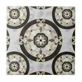 黒手頃色と金ゴールドの壁タイル タイル