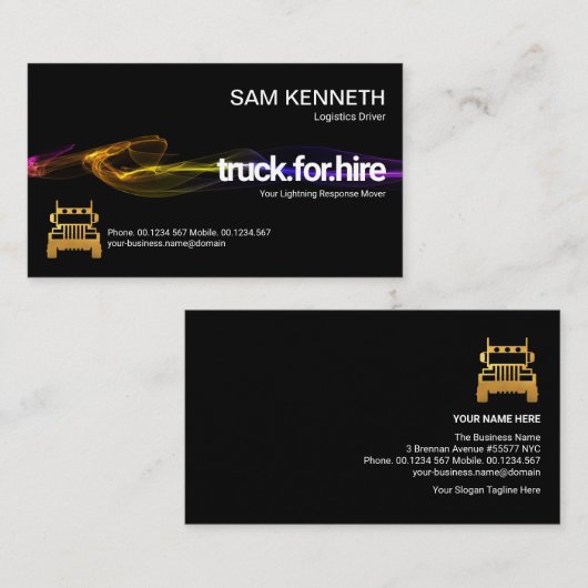 黒打ち素晴らし稲妻トラック運転手 名刺 (正面/裏面)