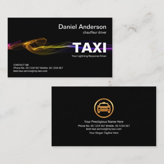黒打素晴らし稲妻タクシーサービス 名刺 (正面/裏面)