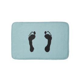 黒押された足跡(青い) バスマット