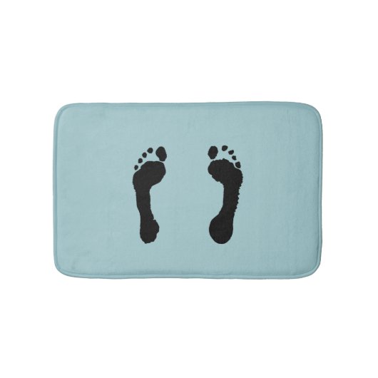 黒押された足跡(青い) バスマット (正面)