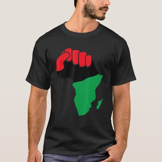 黒拳アフリカ大陸イラストレーション史M Tシャツ (正面)