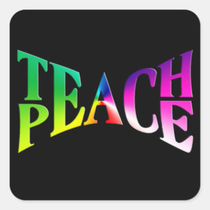 黒教えのPEACE Rainbow Graphic スクエアシール