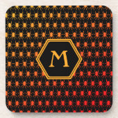 黒数々のモノグラムで燃えるクモ コースター (正面)