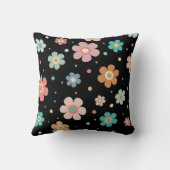 黒数々の色のかわいい花柄 クッション (裏面)