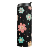 黒数々の色のかわいい花柄 タンブラー (回転左)